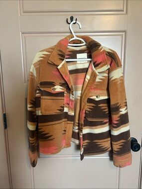 Thread & Supply Tan, Brown and Pink Patterned Jacket